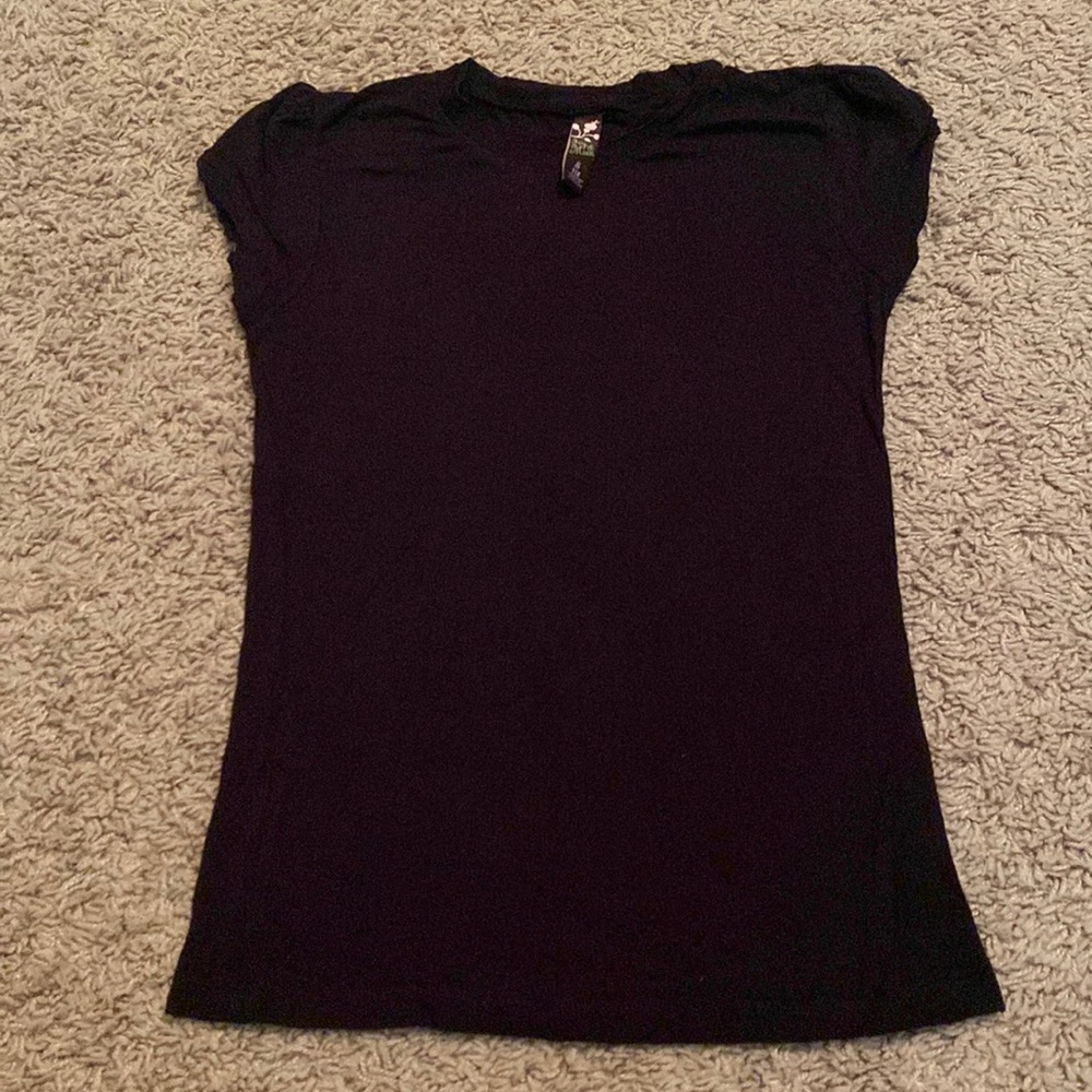 Joy & Moon small 7/8 short sleeve solid black tee shirt